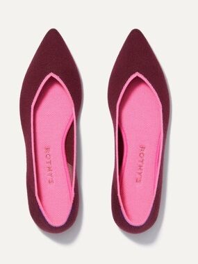 Rothy's Merino Wool Point Flats In Currant Burgundy + Pink Retired Size 9